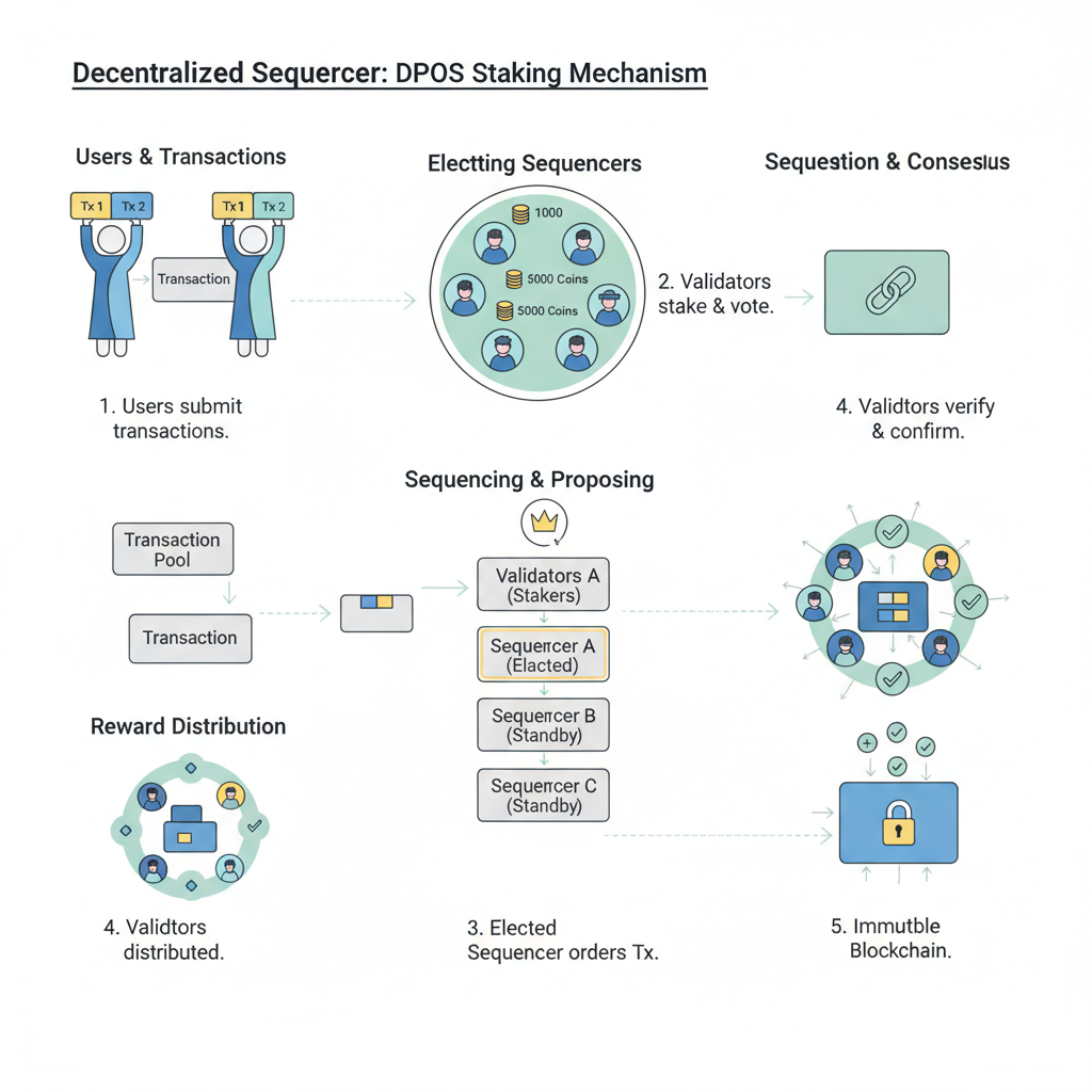DPoS staking mechanism for decentralized sequencer